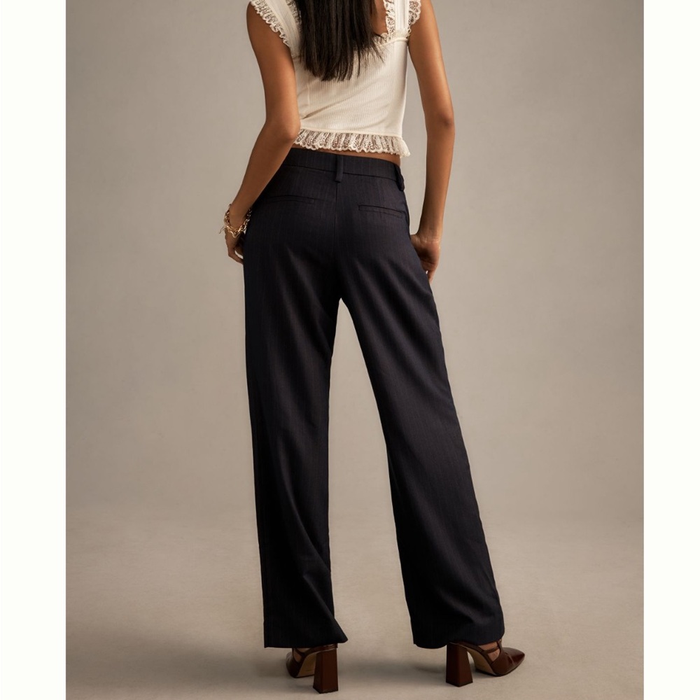Reformation Navy Pinstripe Wide Leg Pants - Picture 3 of 9
